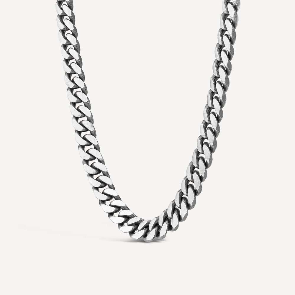 Sterling Silver Oxidised 20' Curb Mens Necklace image number 1