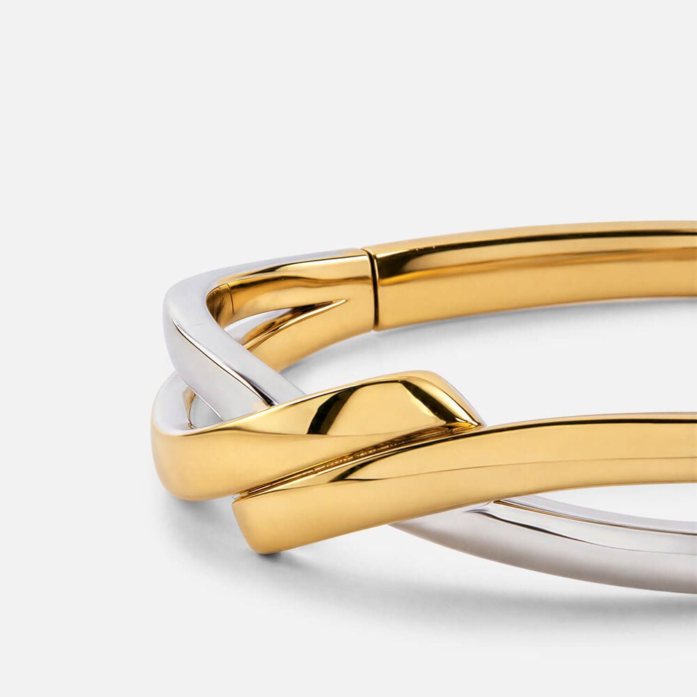Gold Plated Sterling Silver Two Tone Intertwined Bangle