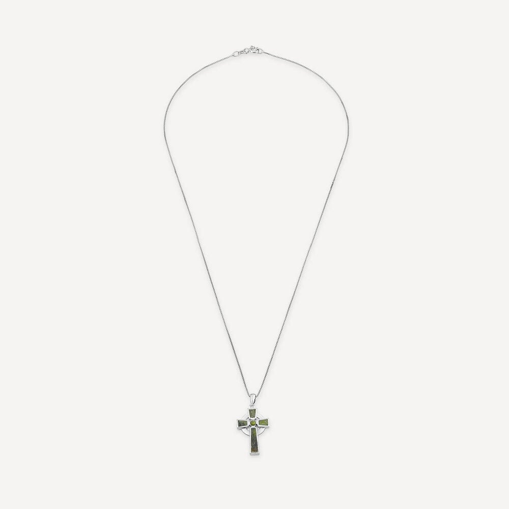 Silver Connemara Marble Cross Pendant image number 3