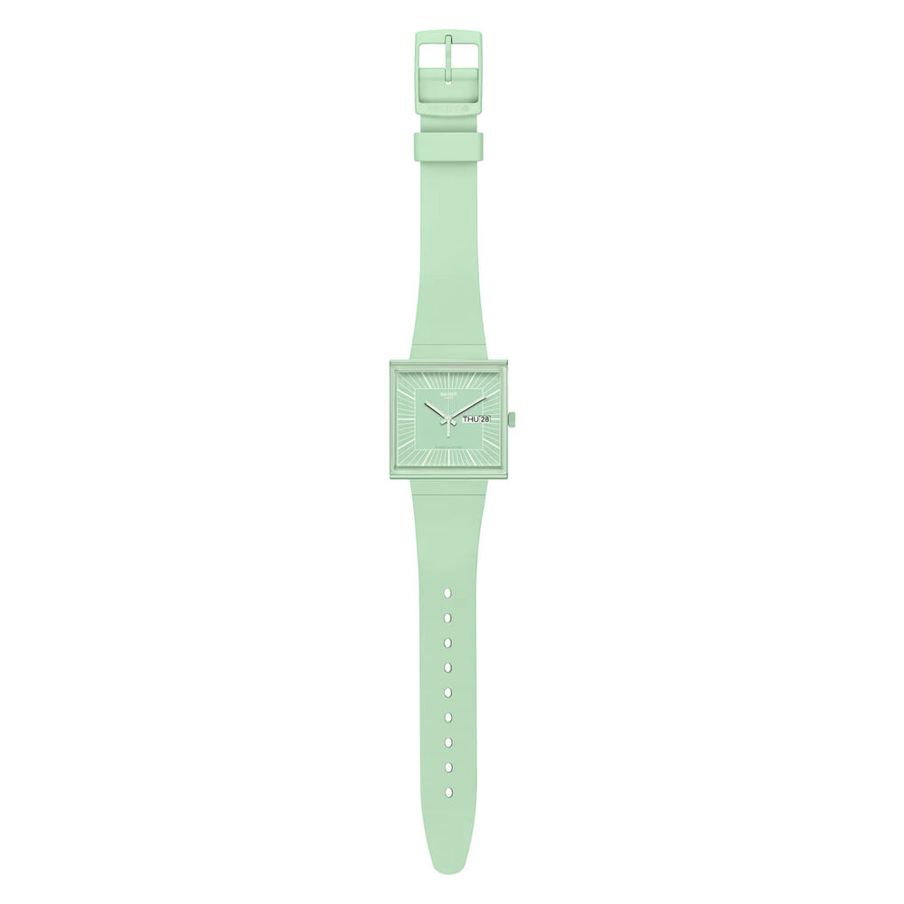 Swatch Bioceramic What If...Mint? Square Dial Green Strap Watch image number 2