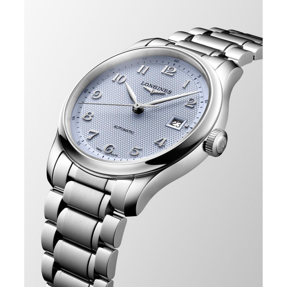Longines Master Collection 39mm Light Blue Barleycorn Dial Steel Bracelet Watch