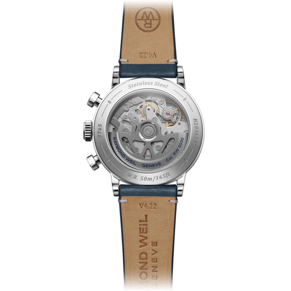 Raymond Weil Millesime Automatic Chronograph 39.5mm Midnight Blue Dial Leather Strap Watch image number 1