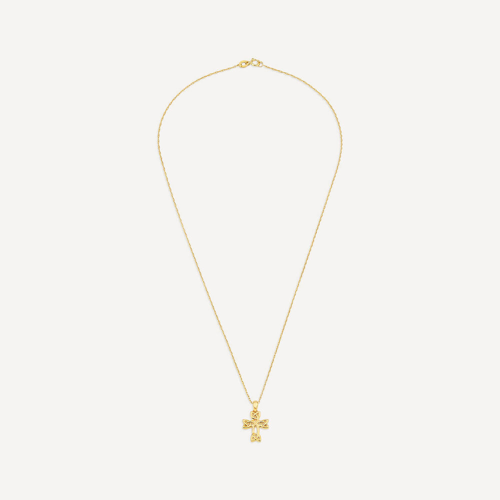 9ct Yellow Gold Celtic Knot Cross Pendant image number 2