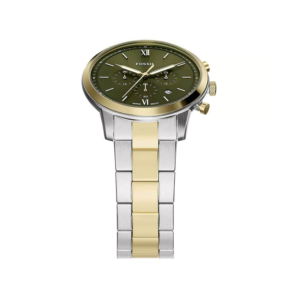Fossil Neutra 44mm Olive Green Dial Two Tone Steel Bracelet Watch