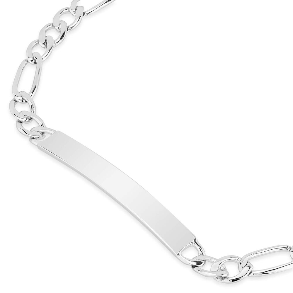 Sterling Silver Figaro Link Ladies Identity Braclelet image number 1