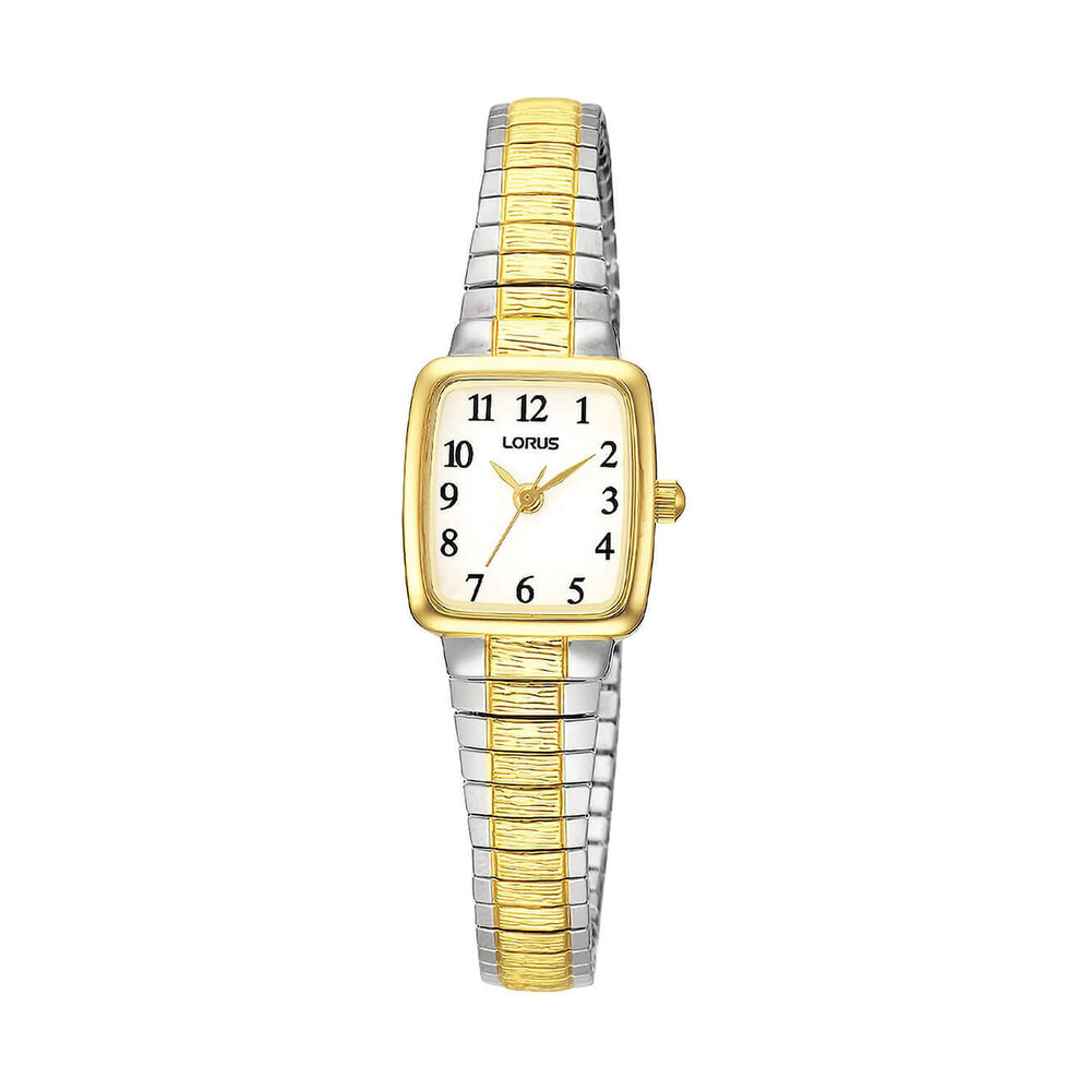 Lorus Quartz Ladies 18mm White Dial Two-Tone Steel Expander Bracelet Watch image number 0