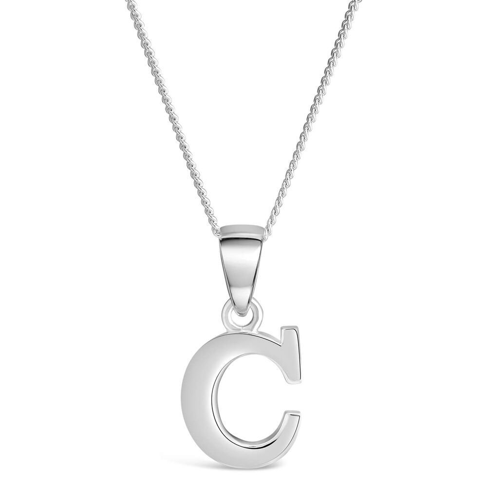 Sterling Silver Block Initial C Pendant