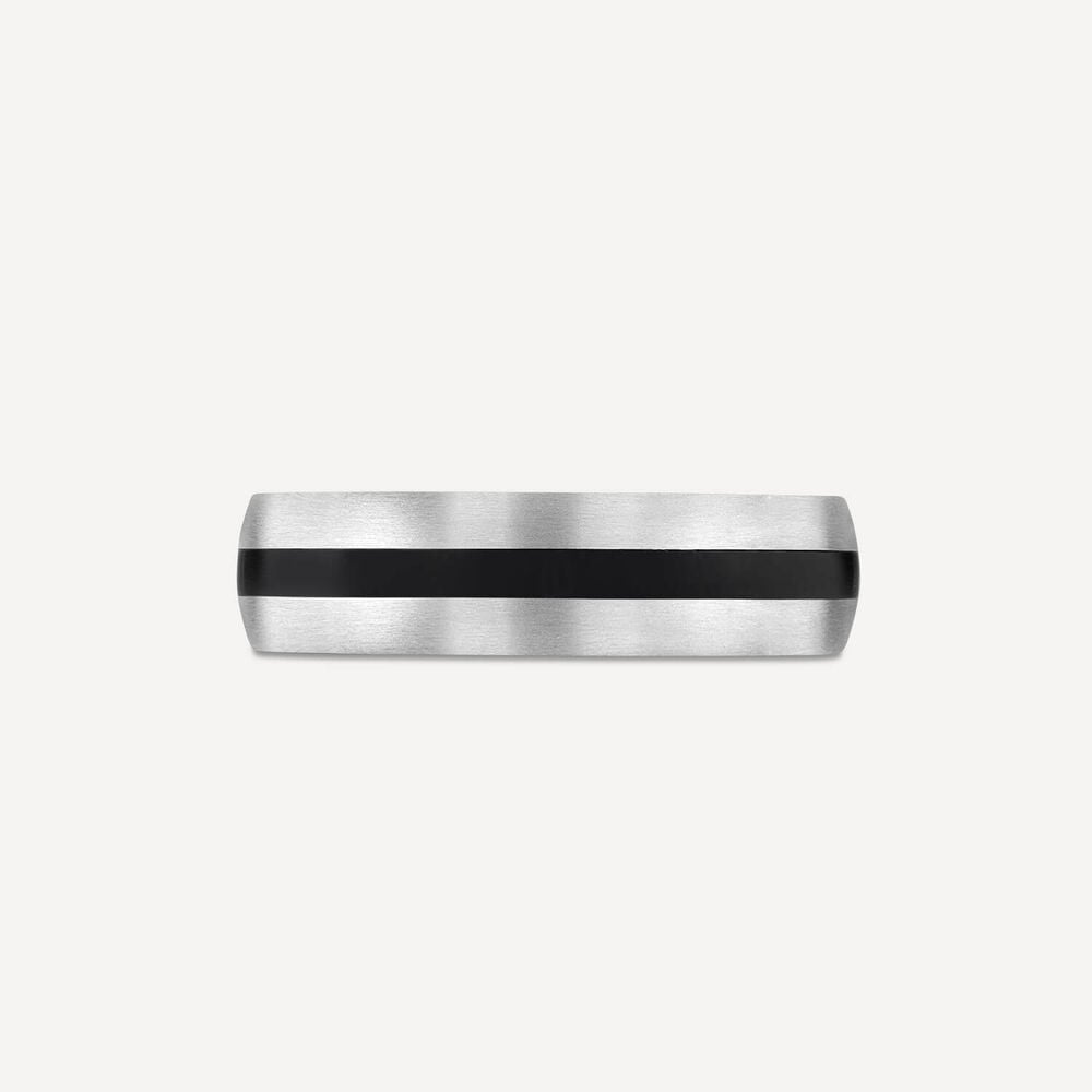 Titanium Black Centre Stripe 6mm Band Ring image number 1