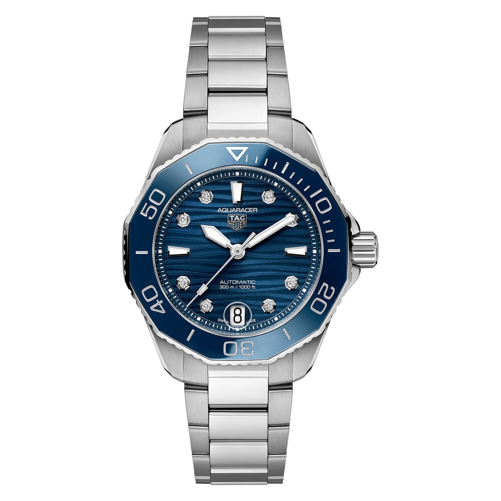TAG Heuer Aquaracer 36mm Blue Dial Blue Bezel Steel Case Bracelet Watch