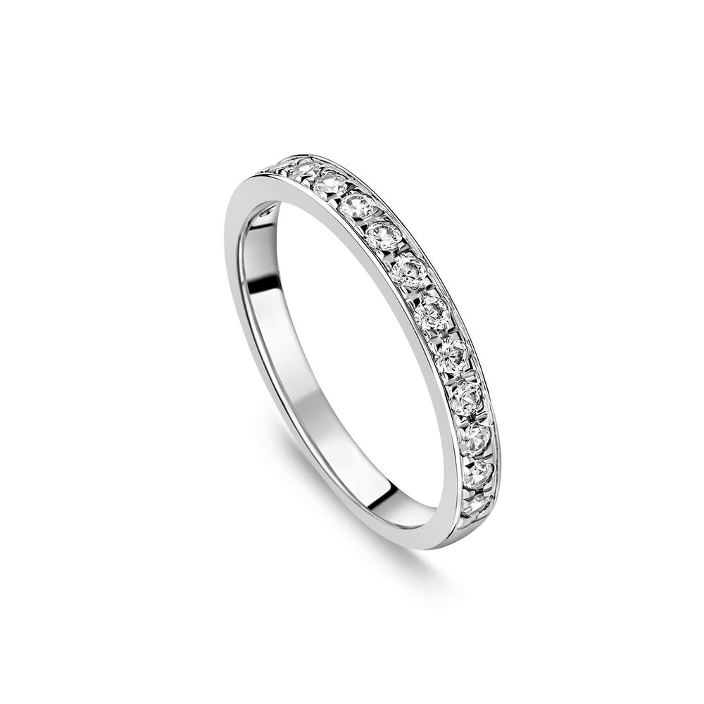 9ct White Gold 2.5mm 0.30ct Diamond Pave Set Wedding Ring image number 0