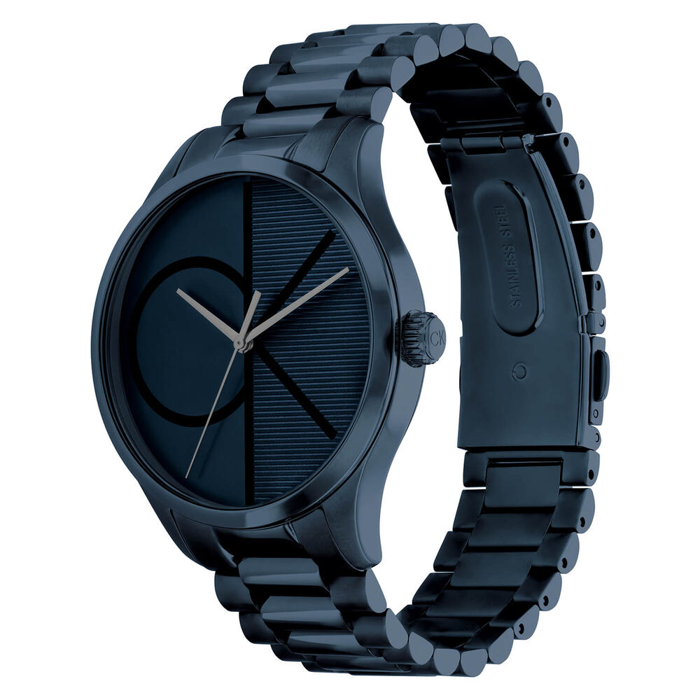 Calvin Klein Iconic 40mm Dark Blue Monogramed Dial Blue Bracelet Watch image number 2