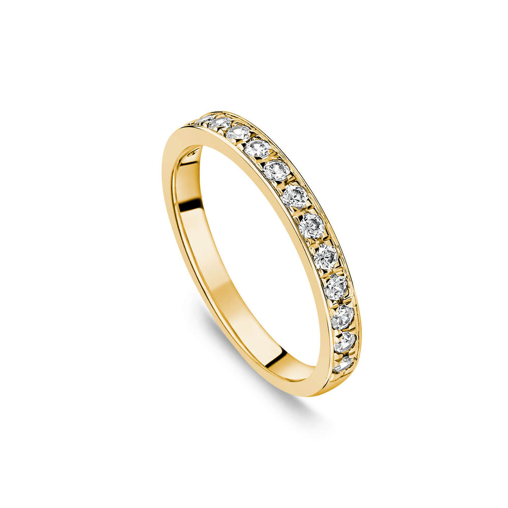 18ct Yellow Gold 2.5mm 0.30ct Diamond Pave Set Wedding Ring image number 0