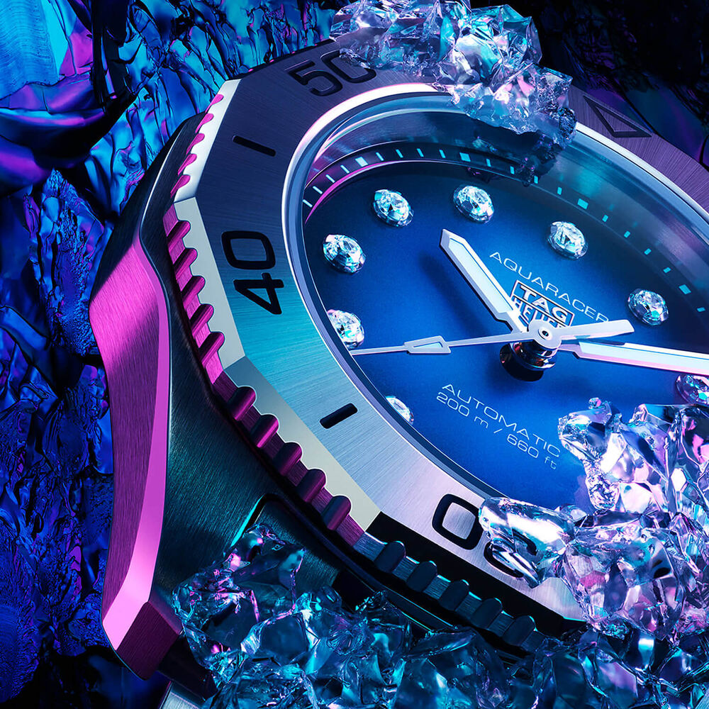 TAG Heuer Aquaracer Professional 200 Automatic 30mm Blue Diamond Dot Smokey Dial Steel Case Bracelet Watch