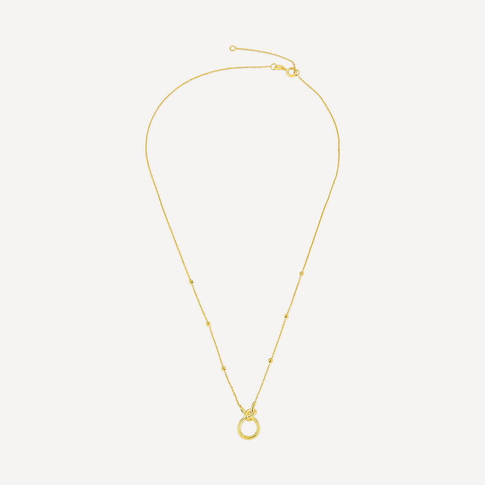 9ct Yellow Gold Open Knot Bead Chain Necklet image number 2