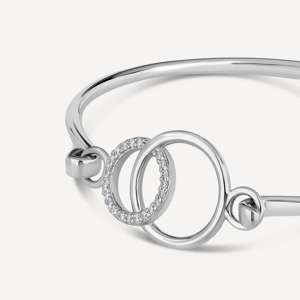 Sterling Silver Polished  with Cubic Zirconia Circle Bangle image number 3
