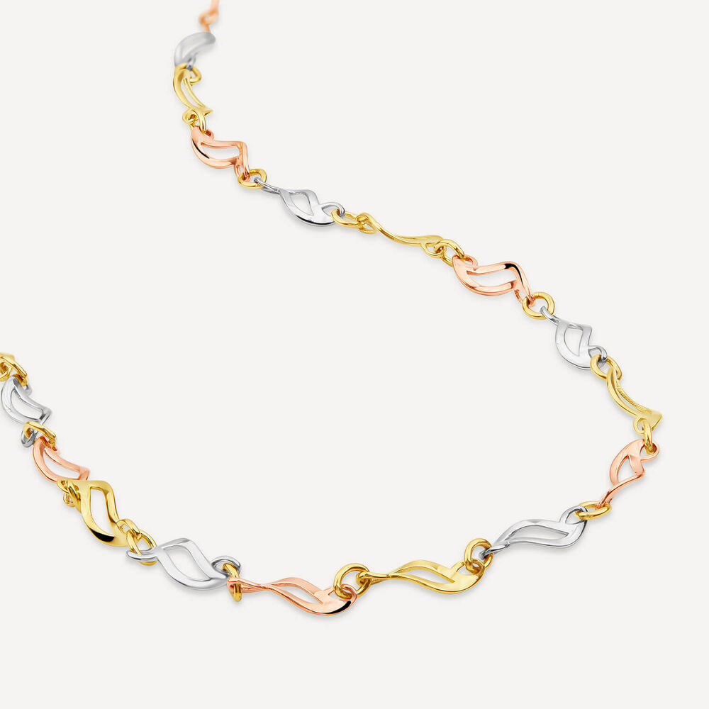 9ct Yellow Gold 3 Colour Twist Link Necklet image number 3