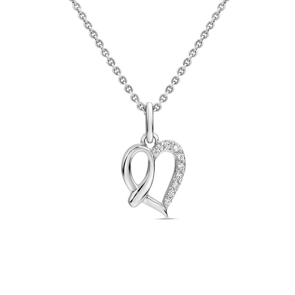 Sterling Silver Cubic Zirconia Heart Polished Centre Tail Pendant image number 0