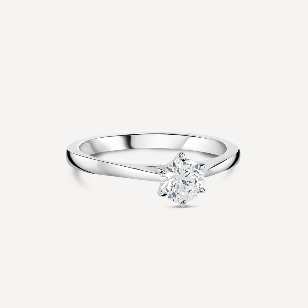 Sterling Silver 6 Claw Cubic Zirconia Small Solitaire Promise Ring image number 2