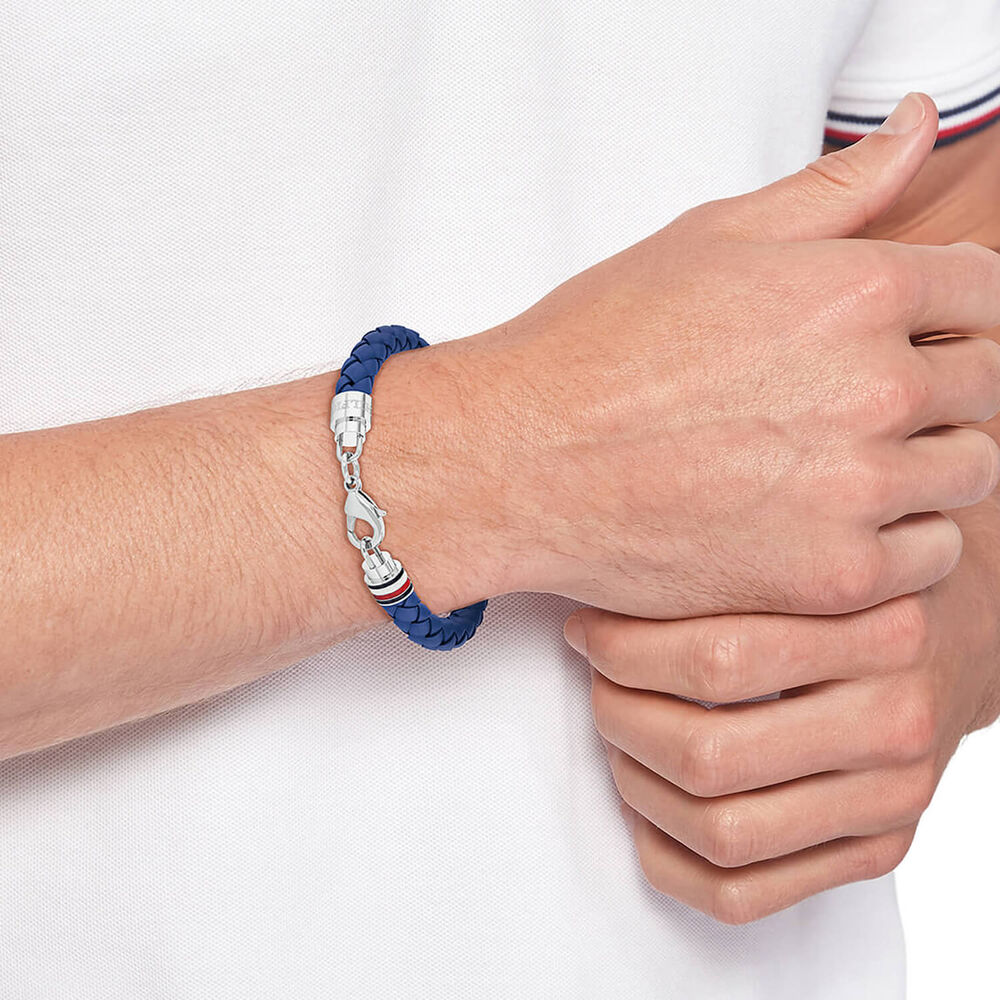 Tommy Hilfiger Iconic Blue Braided Leather Bracelet