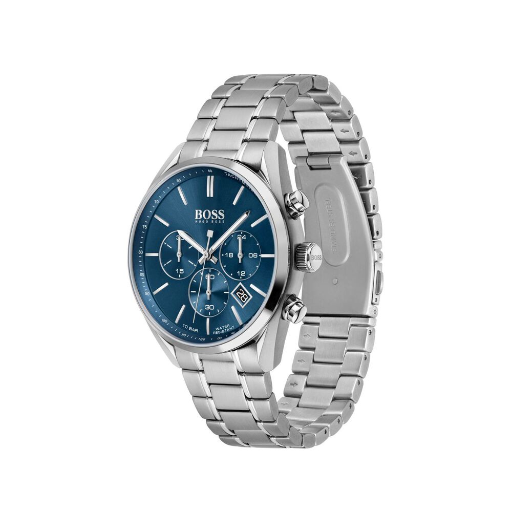 BOSS Champion 44mm Blue Dial Chronograph Steel Case Bracelet Watch