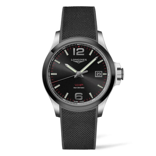 Longines Conquest VHP Black Rubber Strap 43mm Mens Watch
