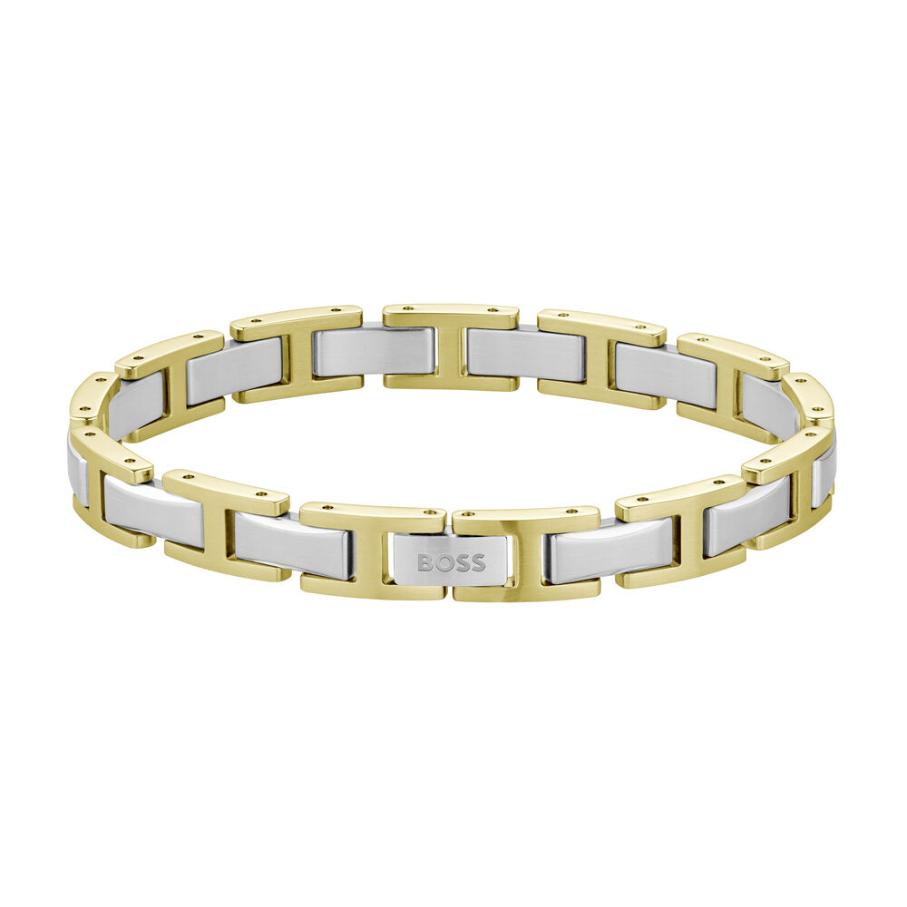 BOSS Nolan Two Tone Gold Stainless Steel H-Link Bracelet