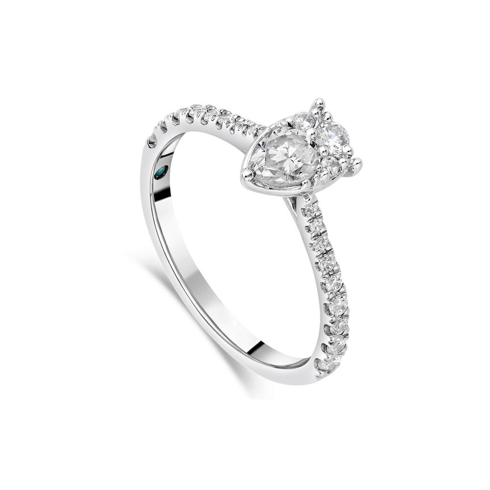 Kathy De Stafford 18ct White Gold ‘Elodie’ Pear Illusion Stone Set Shoulders 0.45 Carat Ring