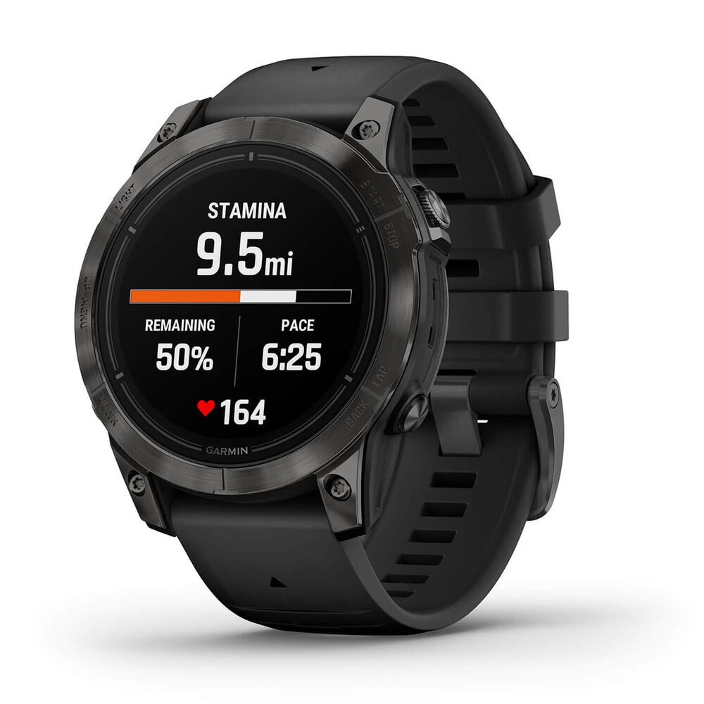 Garmin Epix Pro Gen 2 Sapphire 47mm Carbon Grey DLC Titanium Case Black Strap Watch image number 3