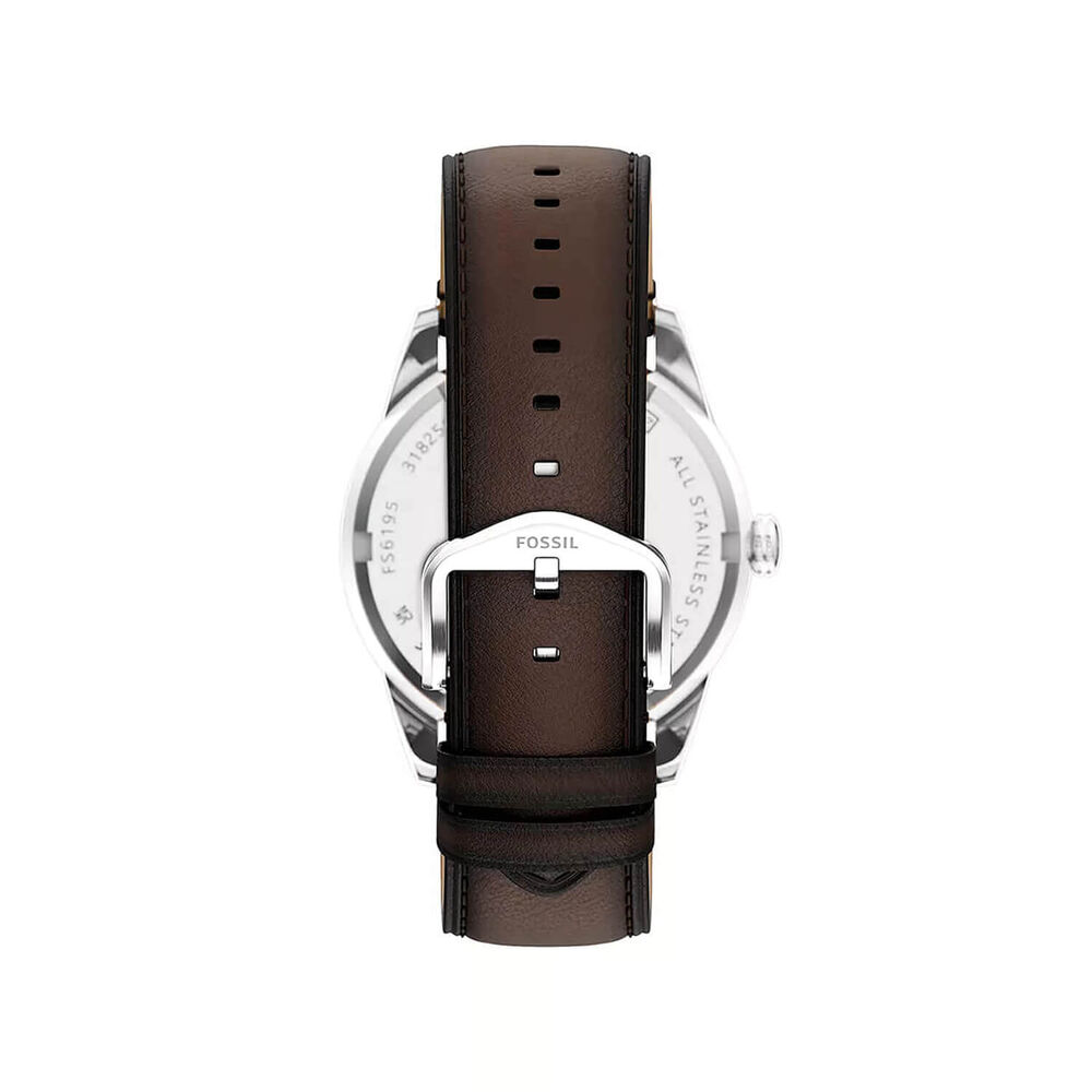 Fossil Pearson 42mm Blue Dial Brown Leather Strap Watch