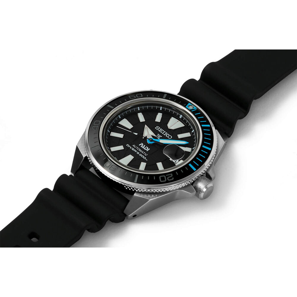 Seiko Prospex ‘King Samurai’ PADI Automatic Blue Dial Black Silicone Strap Mens Watch