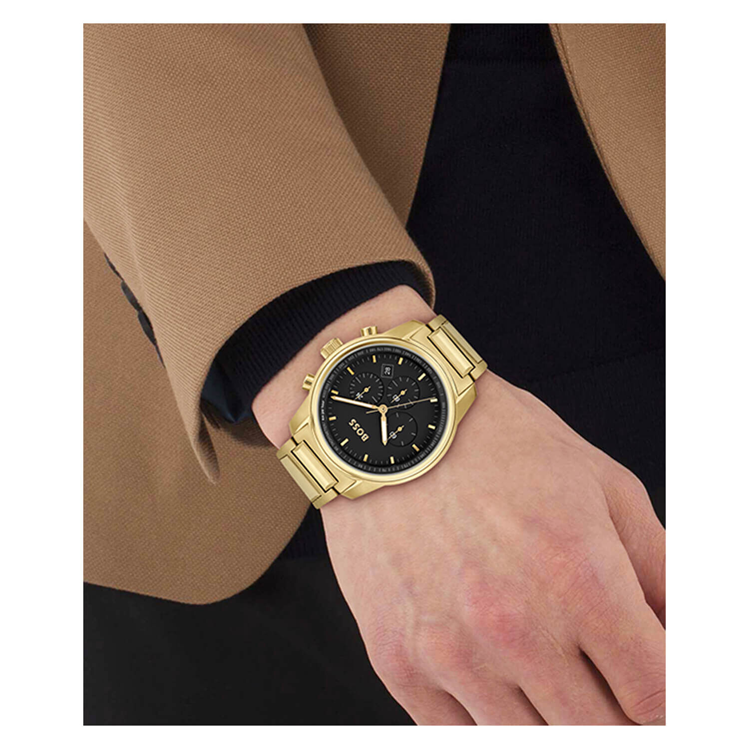 Hugo boss gold watch black face hot sale
