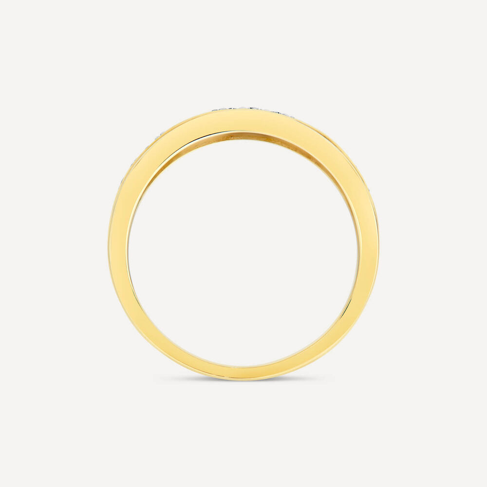 9ct Yellow Gold 0.10ct Diamond Set Weave Dress Ring image number 3