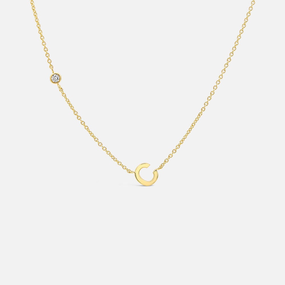 Yellow Gold Plated Vermeil Sterling Silver 0.06ct Lab Grown Diamond Initial C Necklet