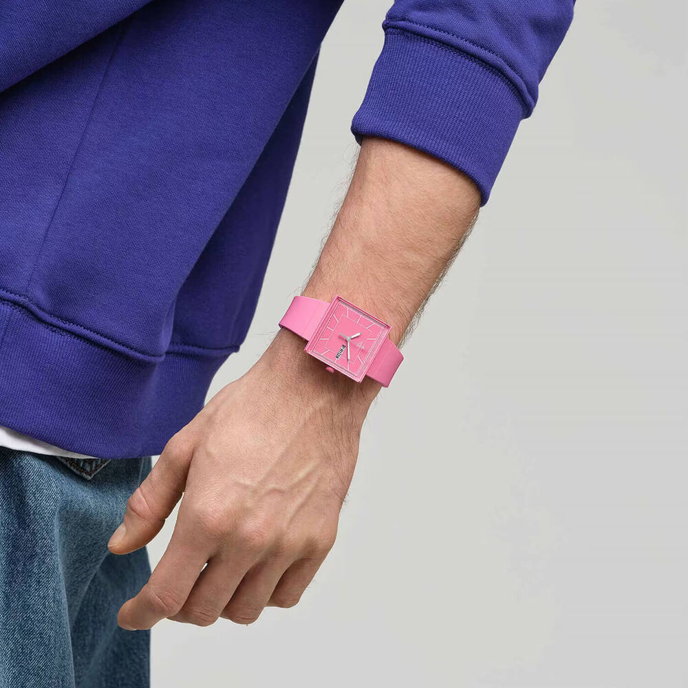 Swatch Bioceramic What If...Rose? Square Dial Pink Strap Watch image number 5