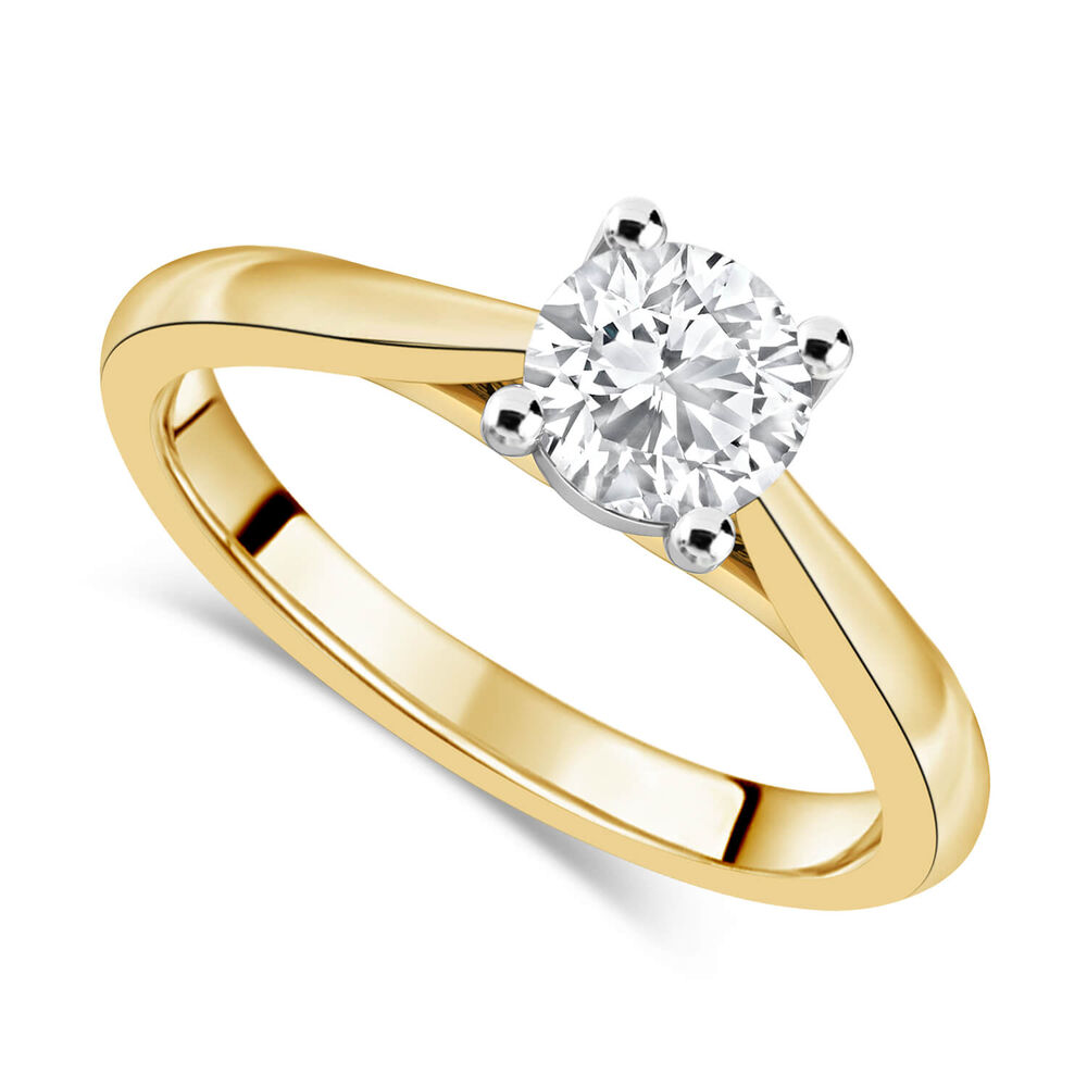 18ct Yellow Gold 1.00ct Round Diamond Orchid Setting Ring image number 0