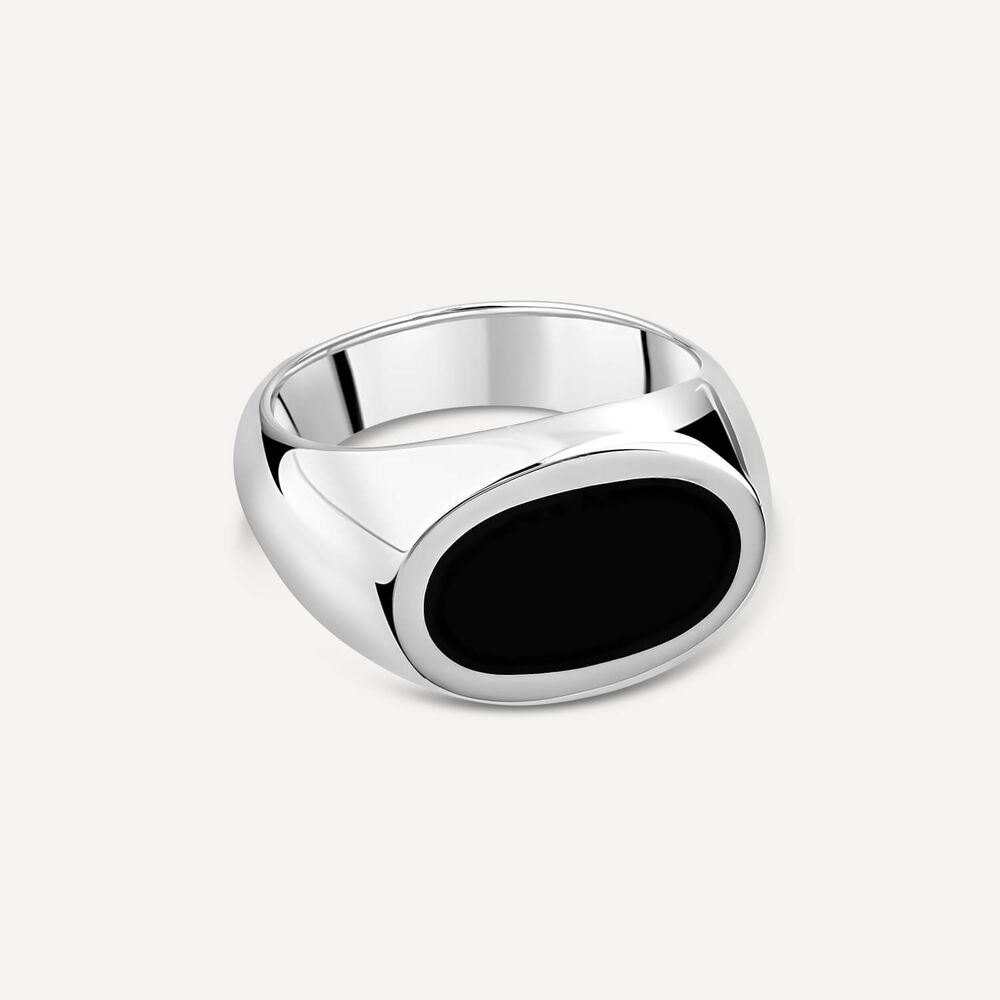 Sterling Silver Oval Black Onyx Signet Ring