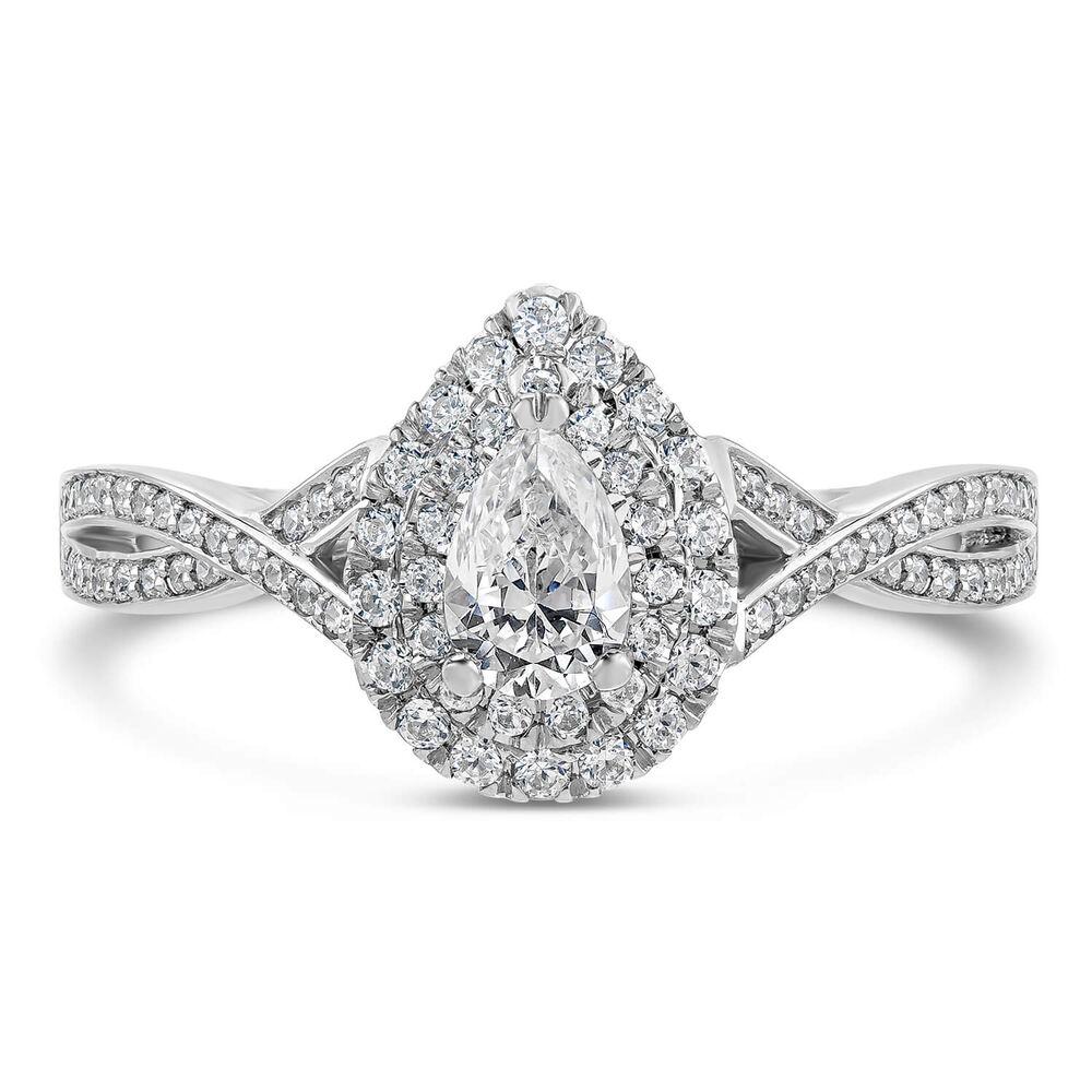 Northern Star 0.70ct Pear Diamond Twisted Shoulders 18ct White Gold Ring image number 1