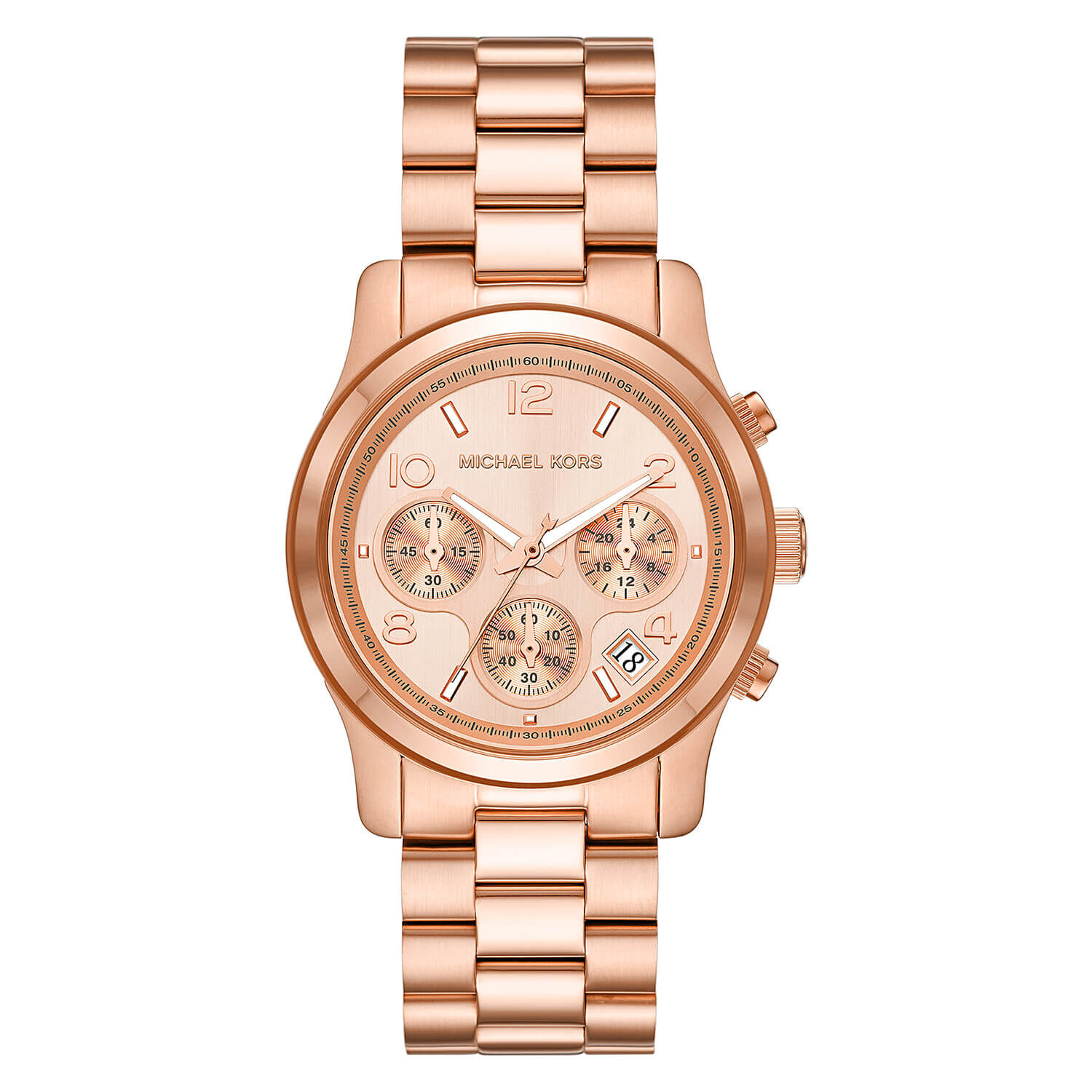 Michael Kors Runway 38mm Rose Gold Chrono Dial Rose Gold PVD Bracelet Watch