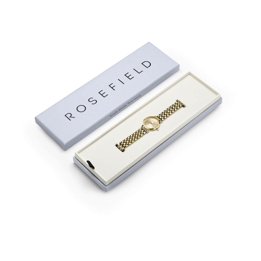 Rosefield Small Edit Champagne 26mm Dial Gold Plated Steel Bracelet Watch image number 4
