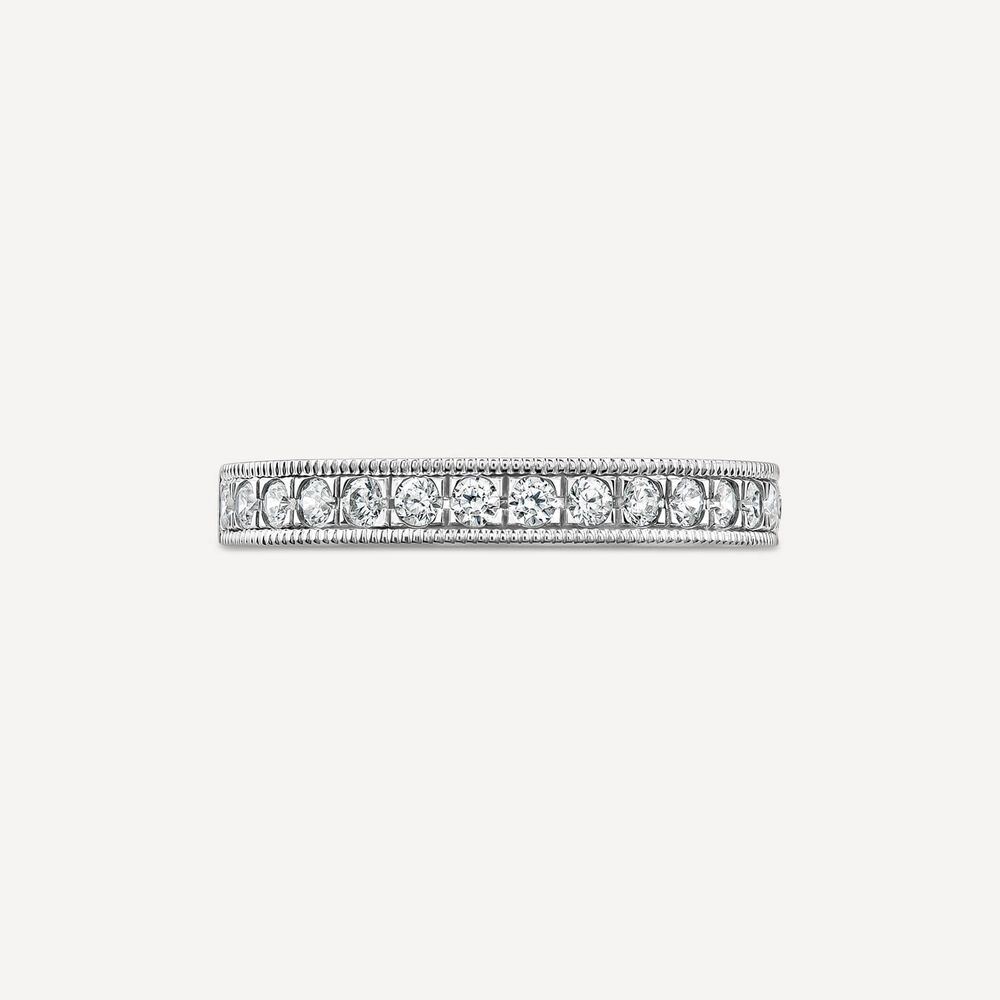 18ct White Gold 0.33 Diamond Set Milgrain Edge Wedding Ring image number 1