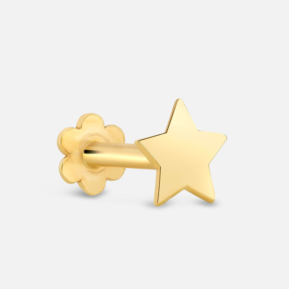 9ct Yellow Gold Plain Star Single Stud Earring