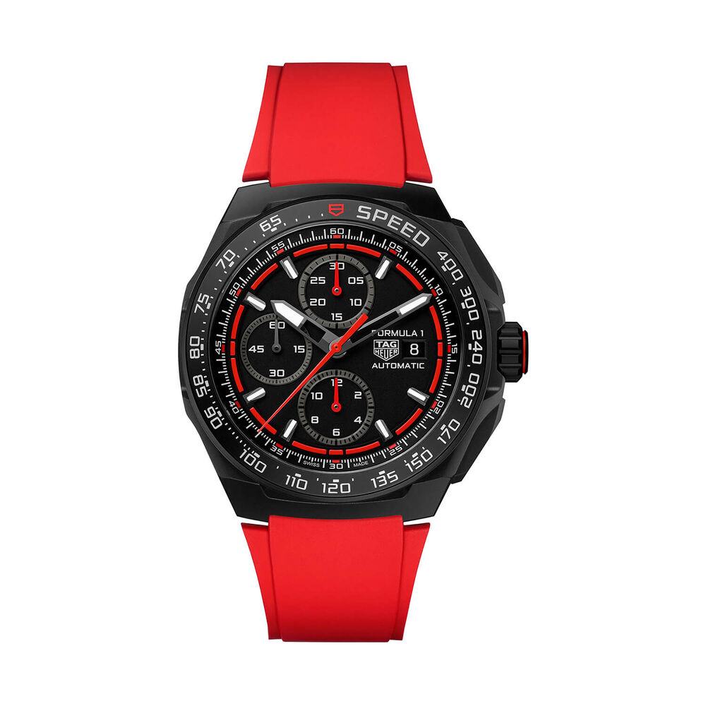 TAG Heuer Formula 1 Chronograph 44mm Black & Red Dial Red Rubber Strap Watch