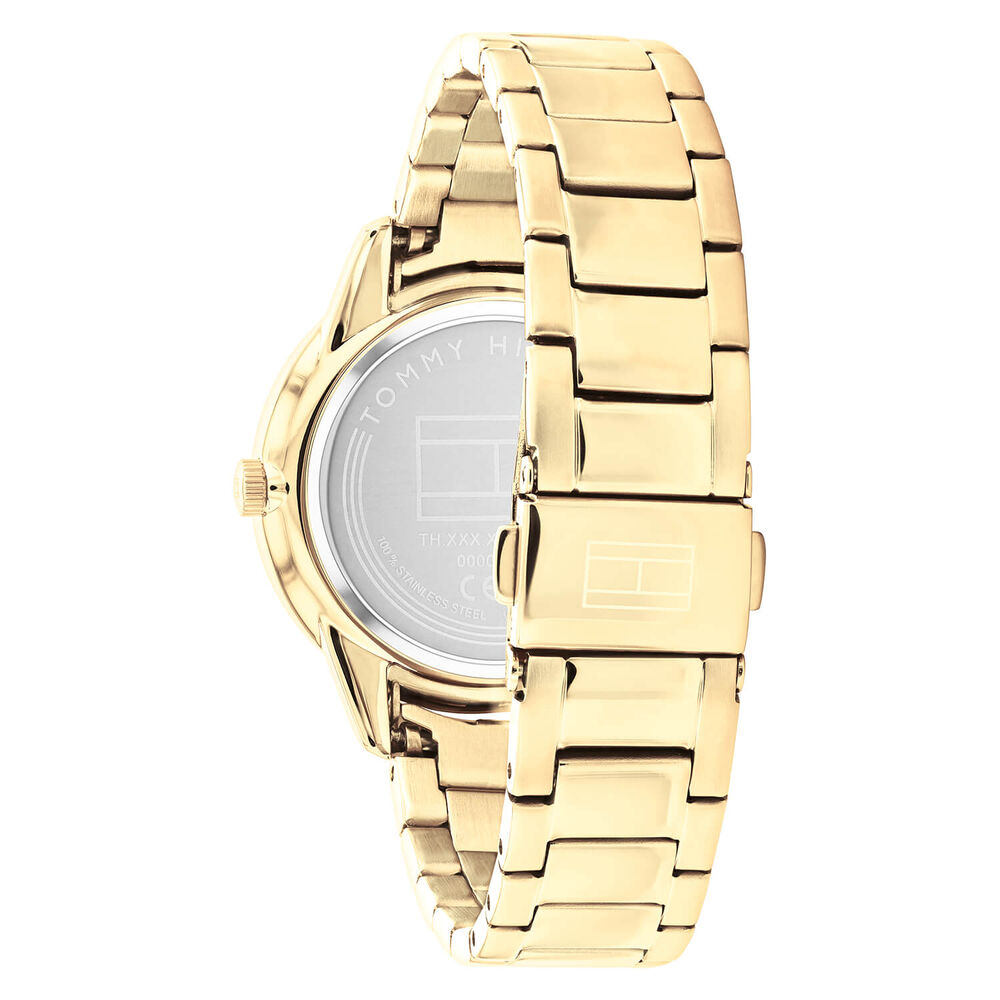 Tommy Hilfiger 36mm White Mother of Pearl Dial Yellow Gold & Steel Mesh Bracelet Watch image number 1