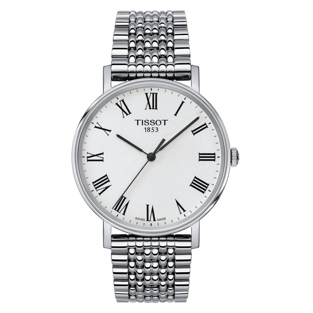 Tissot Everytime White Dial Roman Numeral Stainless Steel 38mm Mens Watch