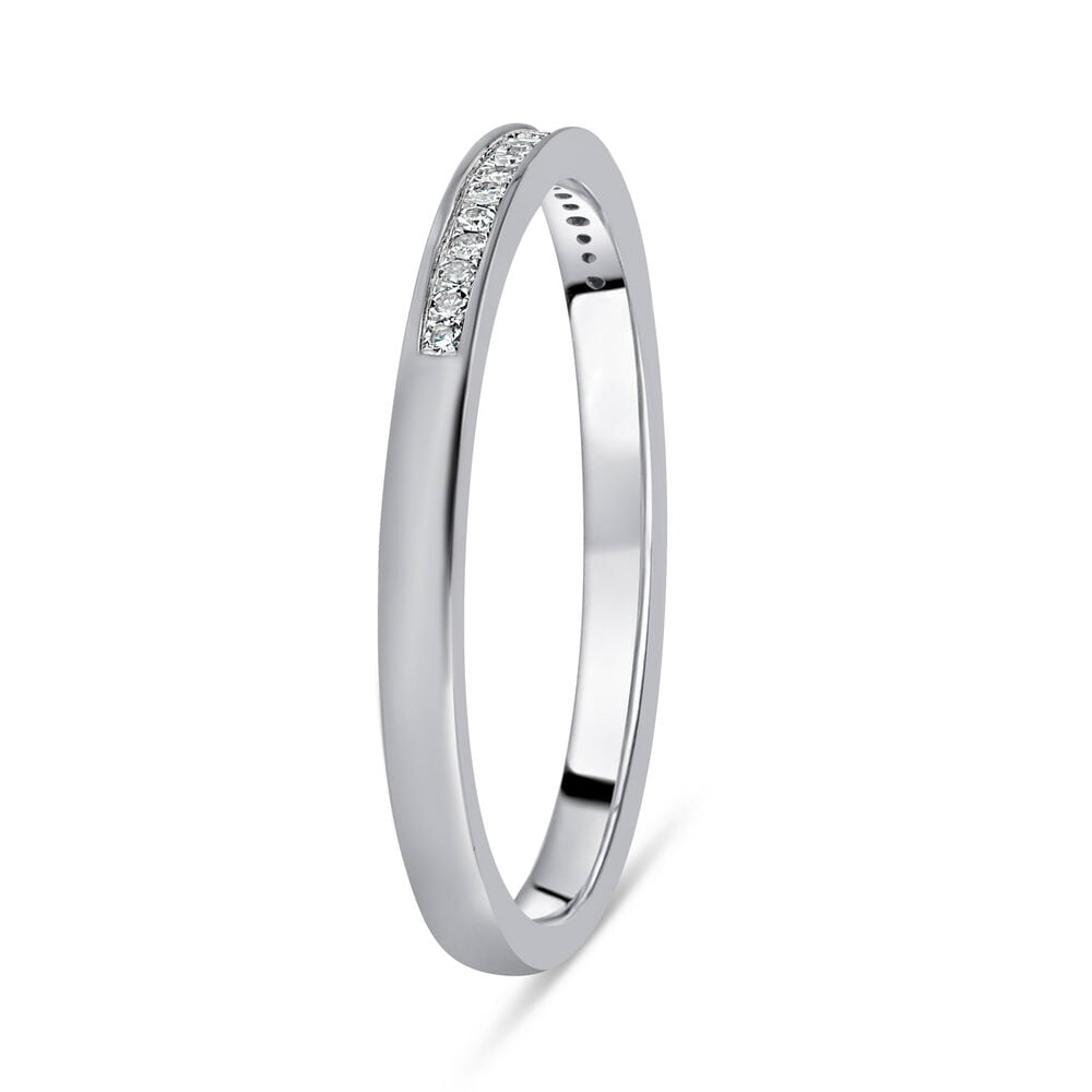 9ct White Gold 0.04ct Diamond Channel Wedding Band image number 3