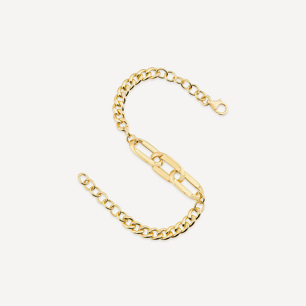 9ct Yellow Gold Oval Centre Links Chain Bracelet image number 3
