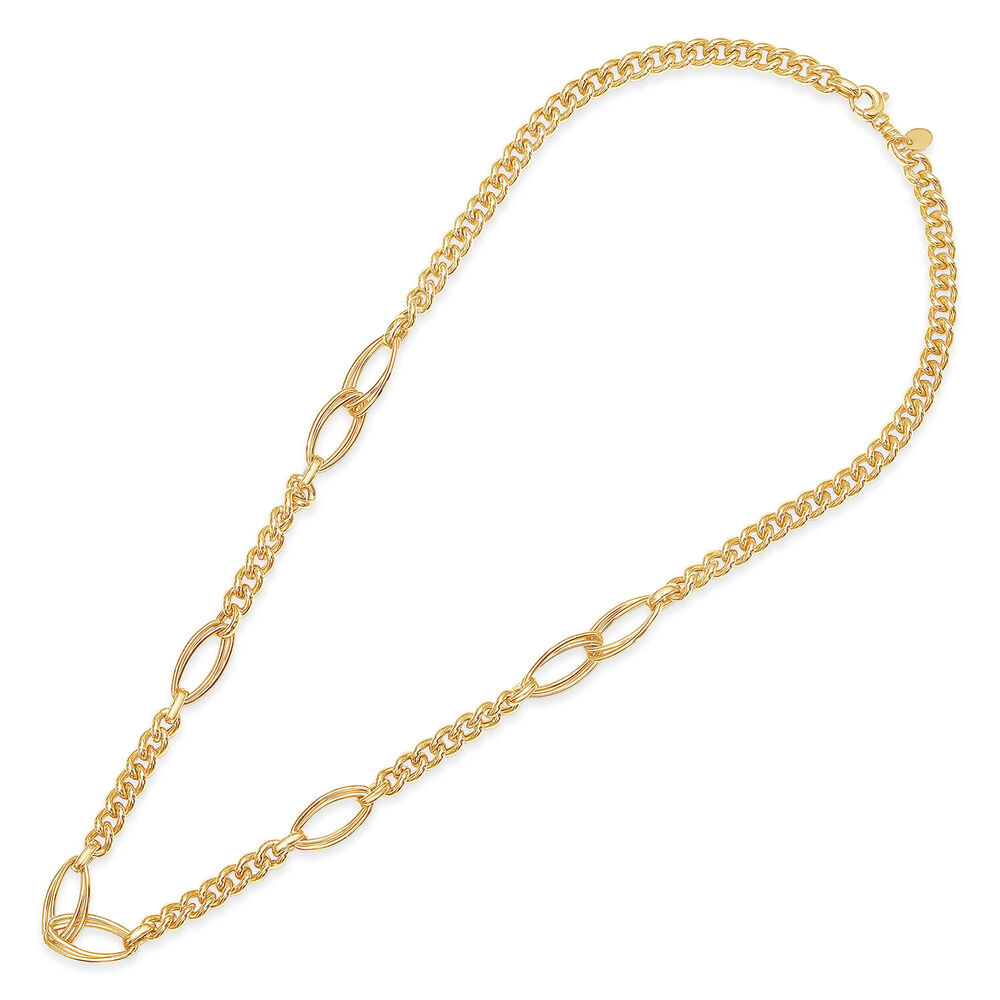 9ct Yellow Gold Fancy Curb Double Oval Link Ladies Necklace image number 3