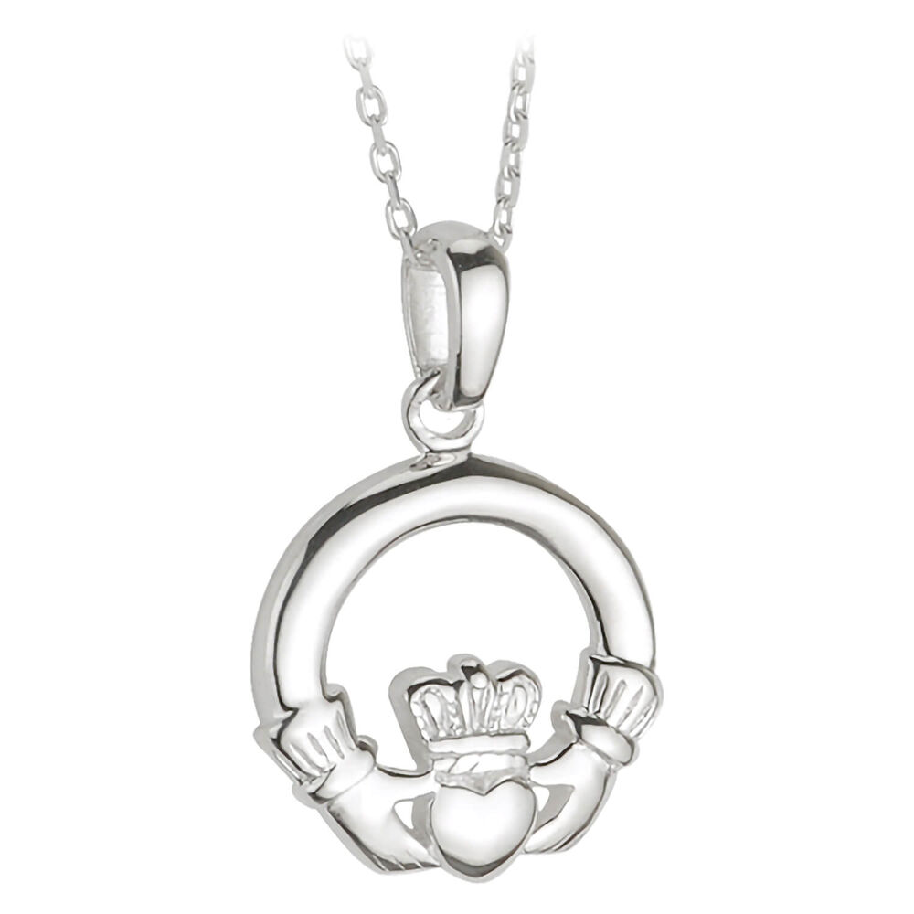 Sterling Silver Small Heavy Claddagh Pendant image number 0
