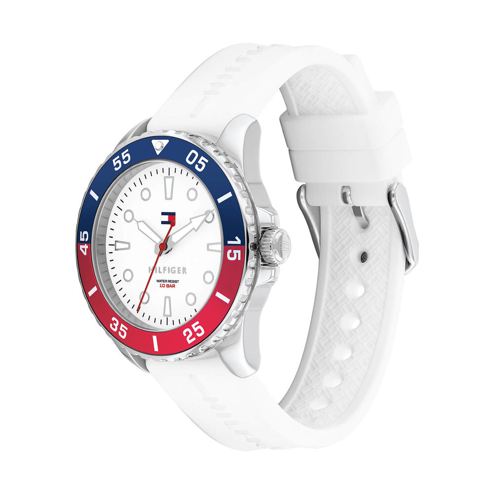 Tommy Hilfiger Boys 36mm White Dial Silicone Strap Watch image number 1