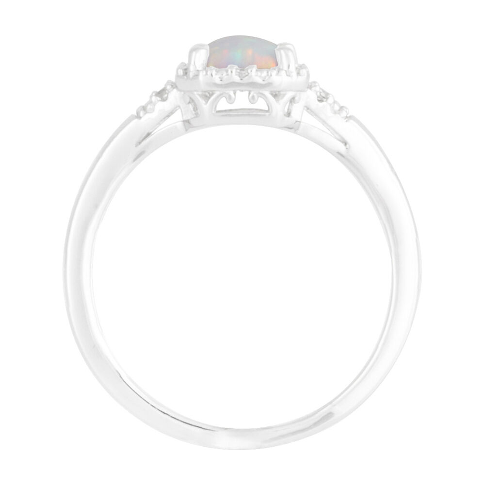 Ladies' 9ct White Gold, Opal and Diamond Dress Ring image number 2